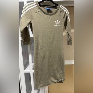 Adidas Khaki Dress with White Accents on sleeves